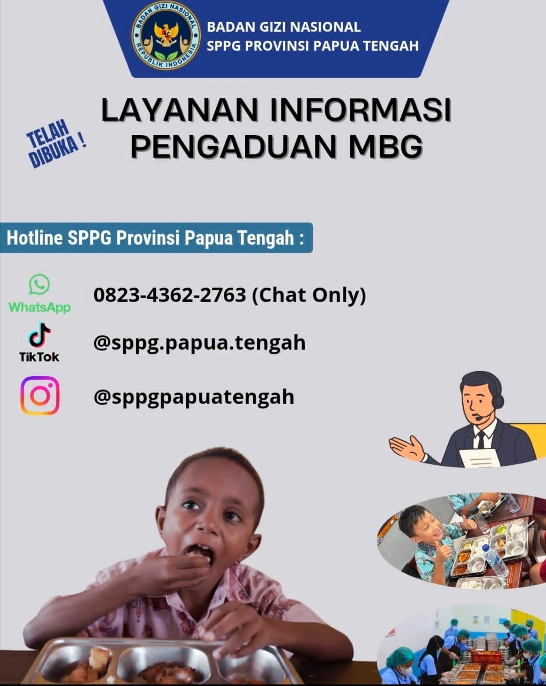 Program Makan Bergizi Gratis di Papua Tengah Dibuka untuk Pengaduan, BGN: Warga Diminta Laporkan Jika Ada Masalah