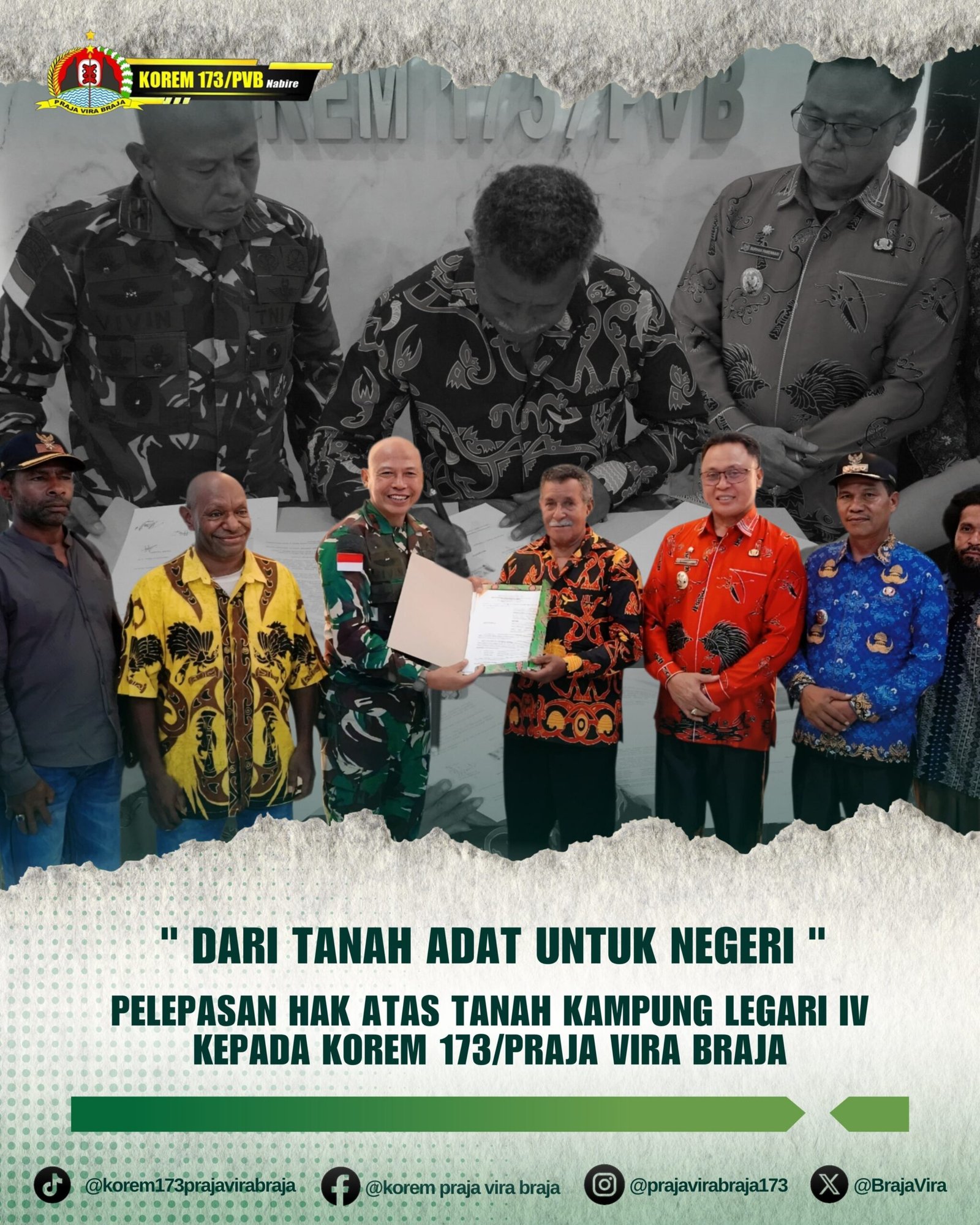 Tanah Adat 50 Hektare Diserahkan untuk Negara, Masyarakat Legari IV dan TNI Perkuat Sinergi Bangun Papua Tengah