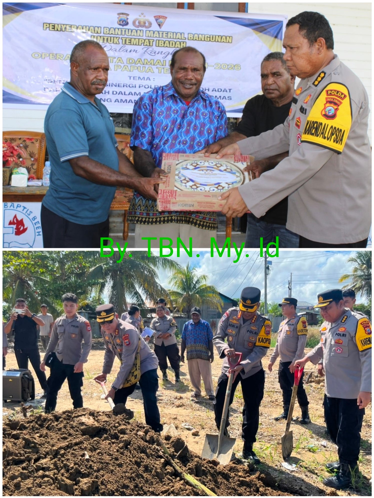 Polda Papua Tengah, Salurkan Bantuan & Turun Tangan Bangun Rumah Ibadah di Nabire: Aksi Gotong Royong Operasi Cinta Damai Noken 2026 Banjir Apresiasi Jemaat