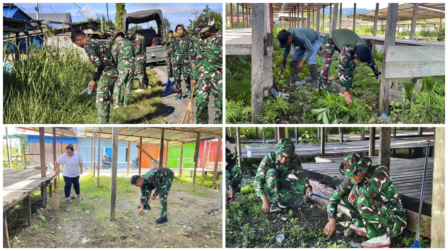 Pasar Kimi Disulap Jadi Bersih, Aksi Prajurit Yonif TP 804/DBAY Bersama Warga di Nabire Jadi Sorotan dan Tuai Apresiasi