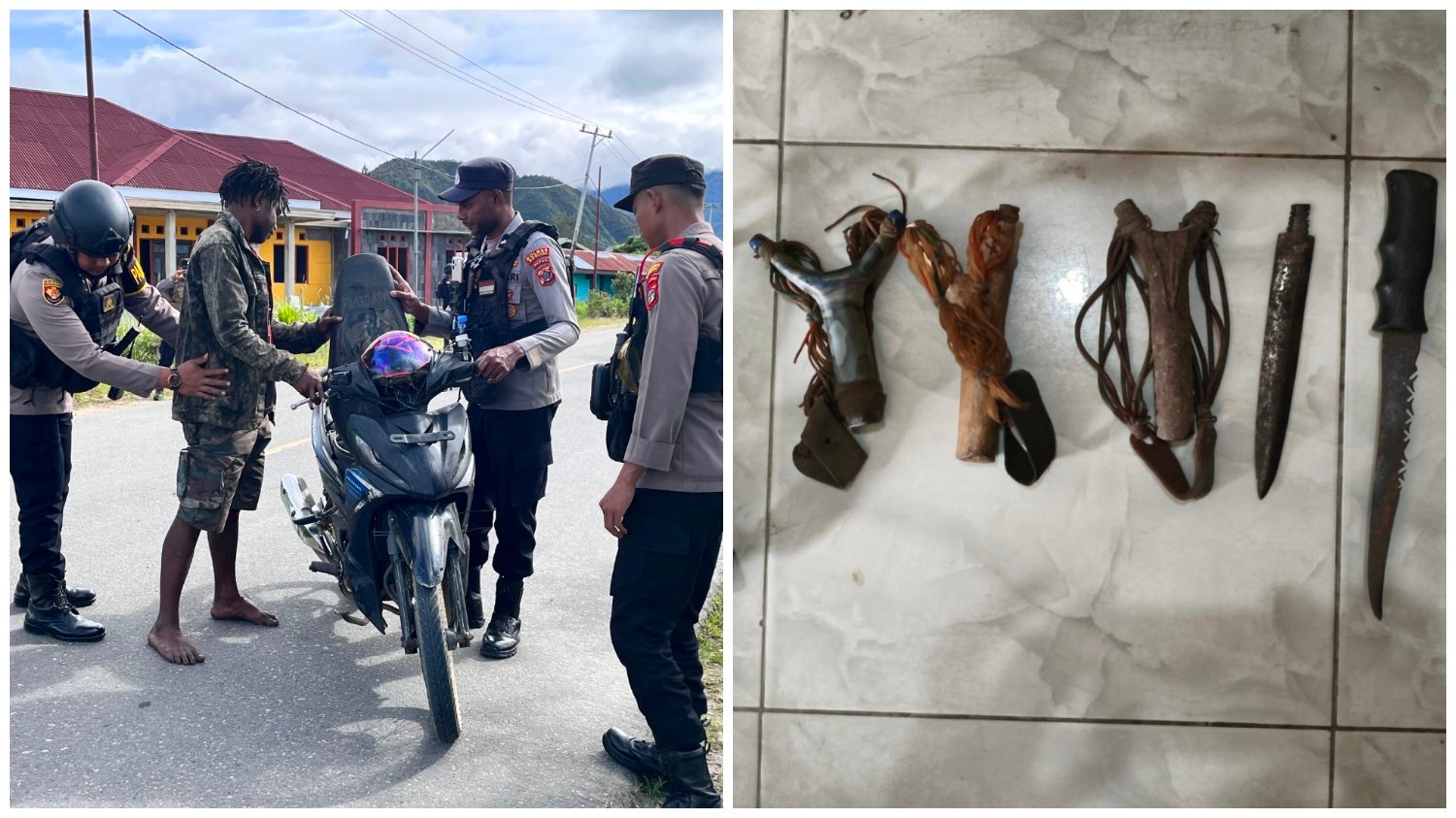 Polres Dogiyai Sita Pisau dan Ketapel saat Razia KRYD, Aparat Perketat Pengamanan demi Cegah Gangguan Kamtibmas